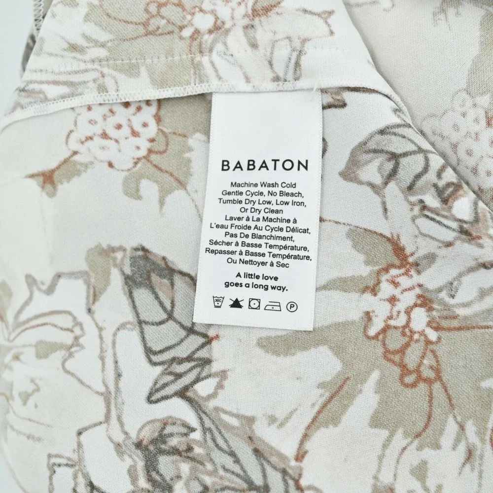 BABATON Aritzia Womens Size Medium Tan Floral Wieland Blouse Espace Desert Beige - Picture 9 of 10